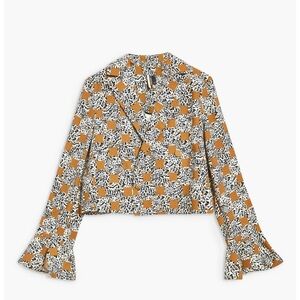 Topshop Leopard Print Fluted Sleeve Jacket – Size 12